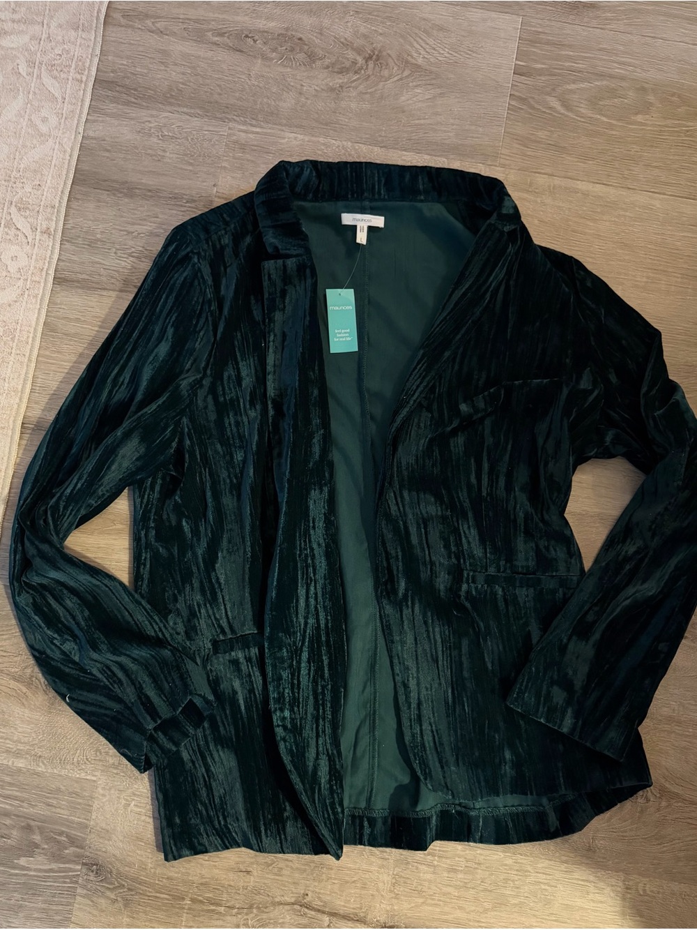 Maurices Teal Crushed Velvet Blazer